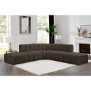  Manufacturer Color_Brown -- Arc 146" Brown Boucle Fabric Upholstered 6 pc Modular Sectional IMAGE 2