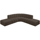  Manufacturer Color_Brown -- Arc 146" Brown Boucle Fabric Upholstered 6 pc Modular Sectional IMAGE 4