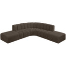 Meridian Arc Brown Boucle Fabric 6 pc Modular Sectional IMAGE 4