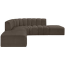  Manufacturer Color_Brown -- Arc 146" Brown Boucle Fabric Upholstered 6 pc Modular Sectional IMAGE 6