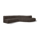 Meridian Arc Brown Boucle Fabric 7 pc Modular Sectional IMAGE 1