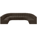  Manufacturer Color_Brown -- Arc 150" Brown Boucle Fabric Upholstered 8 pc Modular Sectional IMAGE 5