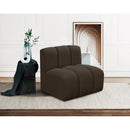 Meridian Arc Brown Boucle Fabric Straight Chair IMAGE 2