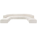 Meridian Arc Cream Boucle Fabric 10 pc Modular Sectional IMAGE 4