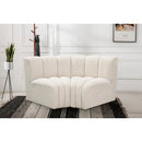 Meridian Arc Cream Boucle Fabric 2 pc Modular Sectional IMAGE 2