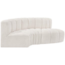 Meridian Arc Cream Boucle Fabric 3 pc Modular Sectional IMAGE 6
