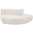 Meridian Arc Cream Boucle Fabric 3 pc Modular Sectional IMAGE 4