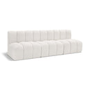 Meridian Arc Cream Boucle Fabric 3 pc Modular Sectional IMAGE 1