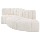  Manufacturer Color_Cream -- Arc 104" Cream Boucle Fabric Upholstered 4 pc Modular Sectional IMAGE 4