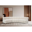  Manufacturer Color_Cream -- Arc 133" Cream Boucle Fabric Upholstered 5 pc Modular Sectional IMAGE 2