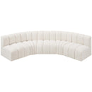  Manufacturer Color_Cream -- Arc 133" Cream Boucle Fabric Upholstered 5 pc Modular Sectional IMAGE 4
