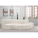  Manufacturer Color_Cream -- Arc 122" Cream Boucle Fabric Upholstered 5 pc Modular Sectional IMAGE 2