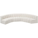 Meridian Arc Cream Boucle Fabric 6 pc Modular Sectional IMAGE 4