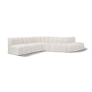 Meridian Arc Cream Boucle Fabric 7 pc Modular Sectional IMAGE 1