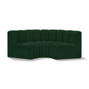 Meridian Arc Green Boucle Fabric 3 pc Modular Sectional IMAGE 1