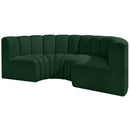 Meridian Arc Green Boucle Fabric 4 pc Modular Sectional IMAGE 4