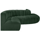  Manufacturer Color_Green -- Arc 145" Green Boucle Fabric Upholstered 6 pc Modular Sectional IMAGE 5