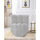 Meridian Arc Grey Boucle Fabric Curved Corner IMAGE 2