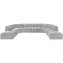 Meridian Arc Grey Boucle Fabric 10 pc Modular Sectional IMAGE 4