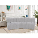 Meridian Arc Grey Boucle Fabric 3 pc Modular Sectional IMAGE 2