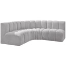  Manufacturer Color_Grey -- Arc 103" Grey Boucle Fabric Upholstered 4 pc Modular Sectional IMAGE 4