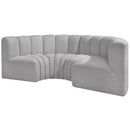  Manufacturer Color_Grey -- Arc 88" Grey Boucle Fabric Upholstered 4 pc Modular Sectional IMAGE 4