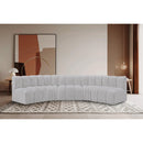  Manufacturer Color_Grey -- Arc 133" Grey Boucle Fabric Upholstered 5 pc Modular Sectional IMAGE 2