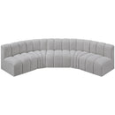  Manufacturer Color_Grey -- Arc 133" Grey Boucle Fabric Upholstered 5 pc Modular Sectional IMAGE 4