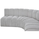 Meridian Arc Grey Boucle Fabric 5 pc Modular Sectional IMAGE 7