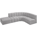  Manufacturer Color_Grey -- Arc 127" Grey Boucle Fabric Upholstered 5 pc Modular Sectional IMAGE 4