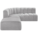  Manufacturer Color_Grey -- Arc 127" Grey Boucle Fabric Upholstered 5 pc Modular Sectional IMAGE 5