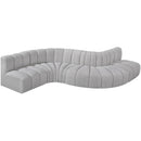  Manufacturer Color_Grey -- Arc 145" Grey Boucle Fabric Upholstered 6 pc Modular Sectional IMAGE 4