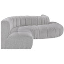  Manufacturer Color_Grey -- Arc 145" Grey Boucle Fabric Upholstered 6 pc Modular Sectional IMAGE 5
