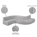  Manufacturer Color_Grey -- Arc 145" Grey Boucle Fabric Upholstered 6 pc Modular Sectional IMAGE 8