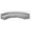  Manufacturer Color_Grey -- Arc 151" Grey Boucle Fabric Upholstered 6 pc Modular Sectional IMAGE 8