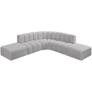 Manufacturer Color_Grey -- Arc 146" Grey Boucle Fabric Upholstered 6 pc Modular Sectional IMAGE 4