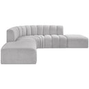  Manufacturer Color_Grey -- Arc 146" Grey Boucle Fabric Upholstered 6 pc Modular Sectional IMAGE 6