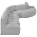 Meridian Arc Grey Boucle Fabric 7 pc Modular Sectional IMAGE 7