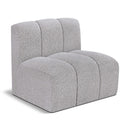 Meridian Arc Grey Boucle Fabric Straight Chair IMAGE 1