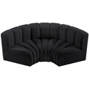 Meridian Arc Black Velvet 3 pc Modular Sectional IMAGE 4