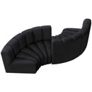 Meridian Arc Black Velvet 4 pc Modular Sectional IMAGE 4