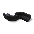 Meridian Arc Black Velvet 6 pc Modular Sectional IMAGE 1