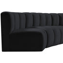 Meridian Arc Black Velvet 7 pc Modular Sectional IMAGE 11