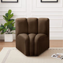  Manufacturer Color_Brown -- Arc Brown Velvet Upholstered Modular Curved Corner Chair IMAGE 2