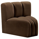  Manufacturer Color_Brown -- Arc Brown Velvet Upholstered Modular Curved Corner Chair IMAGE 3
