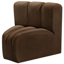  Manufacturer Color_Brown -- Arc Brown Velvet Upholstered Modular Curved Corner Chair IMAGE 6