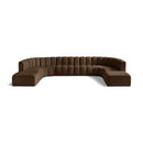  Manufacturer Color_Brown -- Arc 161" Brown Velvet Upholstered 10 pc Modular Sectional IMAGE 1