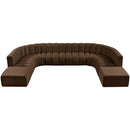  Manufacturer Color_Brown -- Arc 161" Brown Velvet Upholstered 10 pc Modular Sectional IMAGE 4