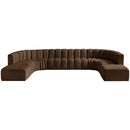  Manufacturer Color_Brown -- Arc 161" Brown Velvet Upholstered 10 pc Modular Sectional IMAGE 5