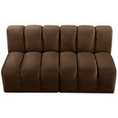  Manufacturer Color_Brown -- Arc 60" Brown Velvet Upholstered 2 pc Modular Sectional IMAGE 4